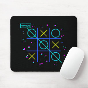 Tic Tac Toe Neon Retro Gewinner Glow Gamer Arcade Mousepad