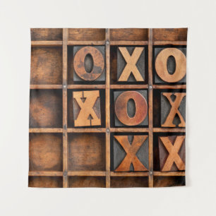 Tic-Tac-Toe oder Noughts and Crosses Spiel - vinta Wandteppich