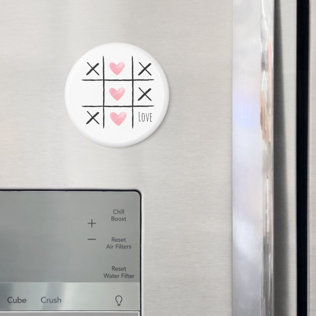 Tic Tac Toe Pink Love Hearts Magnet (In Situ (Kühlschrank))
