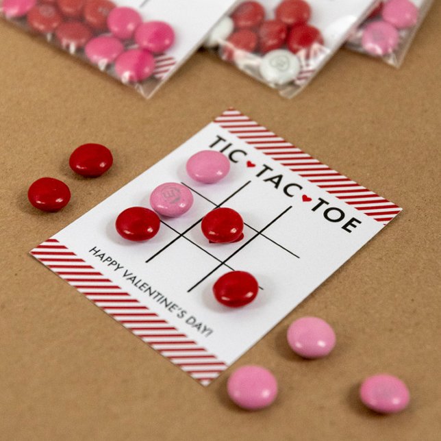 Tic Tac Toe Valentine Card, Kinderschule Mitteilungskarte (Add your own candy to make a cute Valentine for the classroom.)