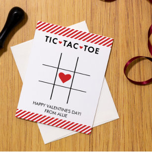 Tic Tac Toe Valentine's Day, Kid Valentine Feiertagskarte