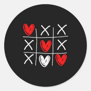 Tic Tac Toe Valentinstag Liebesherz In Liebe Paar Runder Aufkleber