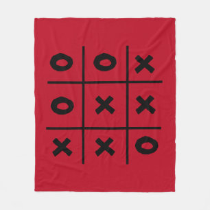 Tic Tac Toe XO Game Holiday Red Fleece Blankon