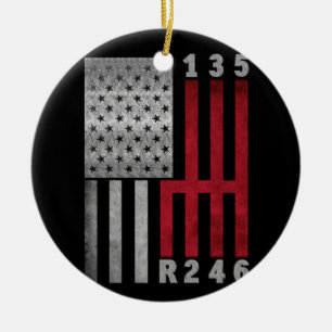 Tick Shift USA Flag Muscle Car 6 Gears Mechanik Keramik Ornament