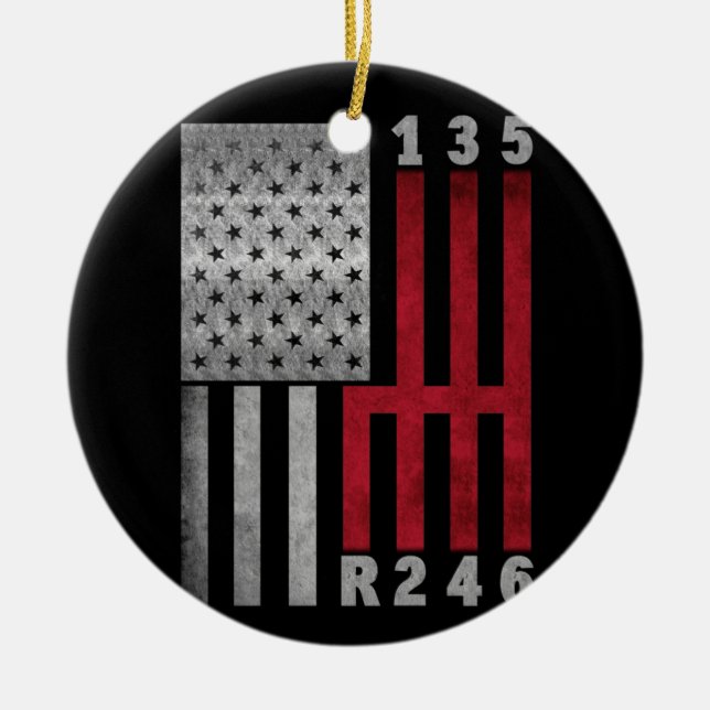 Tick Shift USA Flag Muscle Car 6 Gears Mechanik Keramik Ornament (Vorne)