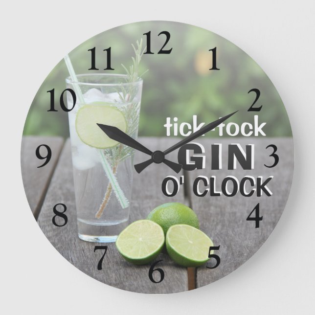 Tick Tock | Gin O'Clock Große Wanduhr (Vorderseite)