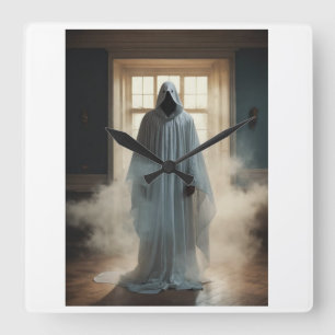 "Tick-Tock Tells Time Tales" Quadratische Wanduhr