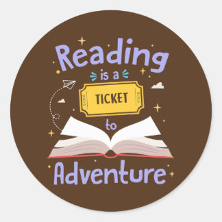 Ticket Adventure Library Lehrer Student lesen Runder Aufkleber