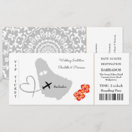 Ticket Boarding Pass Wedding Destination Barbados Einladung