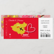 Ticket Boarding Pass Wedding Destination China