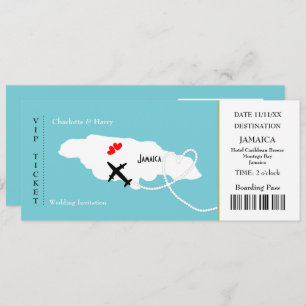 Ticket Boarding Pass Wedding Destination Jamaica Einladung