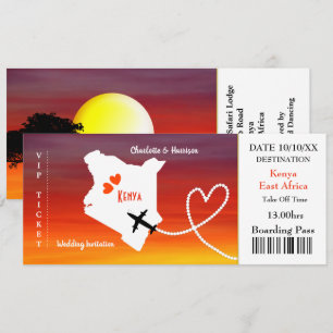 Ticket Boarding Pass Wedding Destination Kenya Einladung