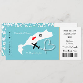 Ticket Boarding Pass Wedding Destination Kos Einladung