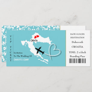 Ticket Boarding Pass Wedding Destination Kroatien Einladung
