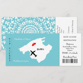 Ticket Boarding Pass Wedding Destination Mallorca Einladung