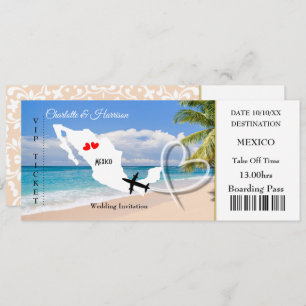 Ticket Boarding Pass Wedding Destination Mexiko Einladung