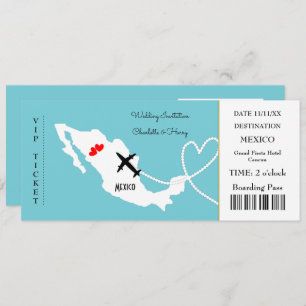 Ticket Boarding Pass Wedding Destination Mexiko Einladung