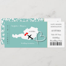 Ticket Boarding Pass Wedding Destination Österreic
