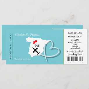 Ticket Boarding Pass Wedding Destination Spanien Einladung