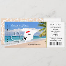 Ticket Boarding Pass Wedding Destination Spanien