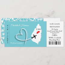 Ticket Boarding Pass Wedding Destination St Lucia