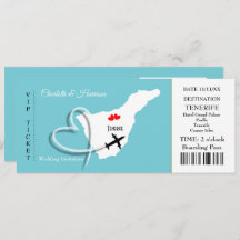 Ticket Boarding Pass Wedding Destination Teneriffa