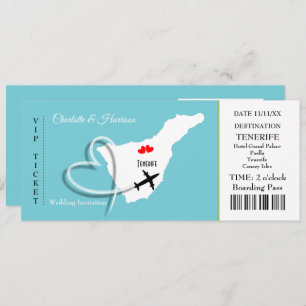 Ticket Boarding Pass Wedding Destination Teneriffa Einladung