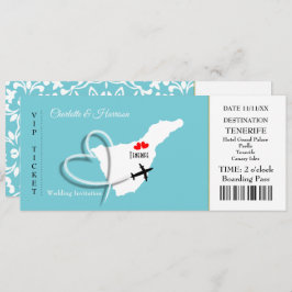 Ticket Boarding Pass Wedding Destination Teneriffa Einladung