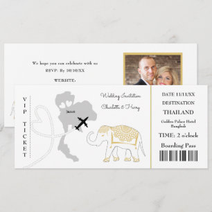Ticket Boarding Pass Wedding Destination Thailand Einladung