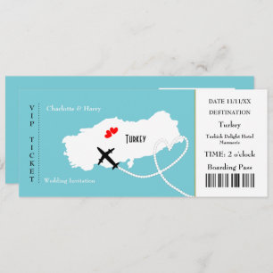 Ticket Boarding Pass Wedding Destination Türkei Einladung