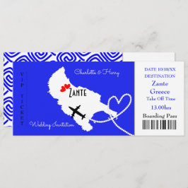 Ticket Boarding Pass Wedding Destination Zante Einladung