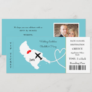 Ticket Boarding Pass Wedding Destination Zante Einladung
