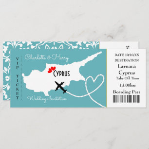 Ticket Boarding Pass Wedding Destination Zypern Einladung