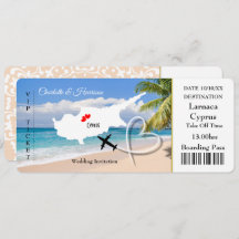 Ticket Boarding Pass Wedding Destination Zypern in