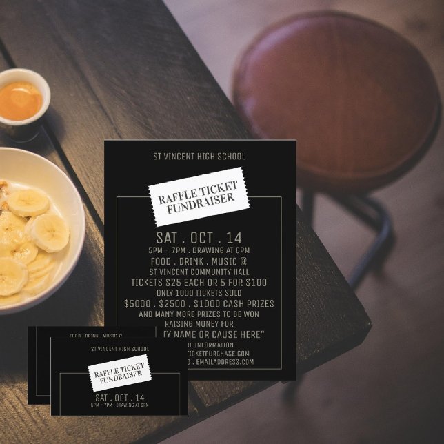 Ticket Design, Raffle Ticket Fundraiser Event Flyer (Von Creator hochgeladen)