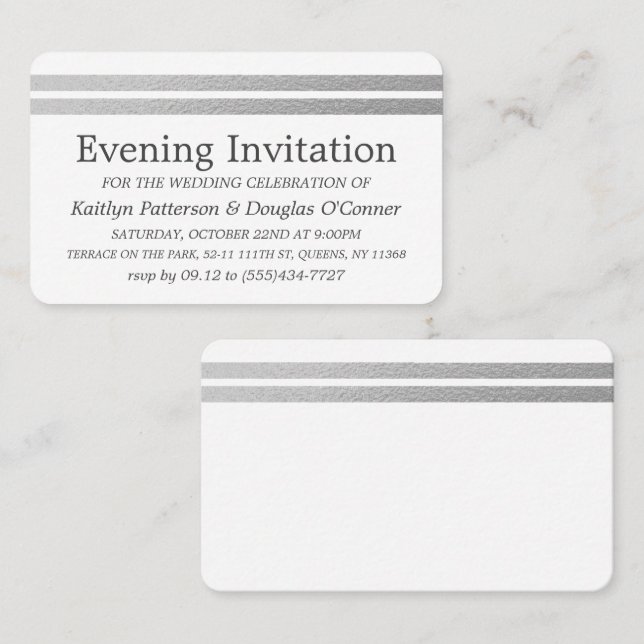 Ticket für Chic Silver Foil Stripes Abend (Vorne/Hinten)