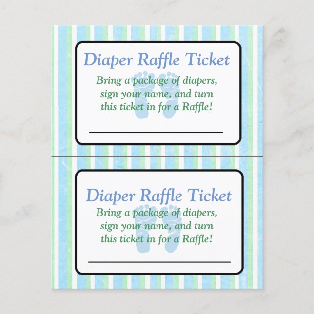 Ticket für das Blue und Green Stripe Baby Duschkab Flyer (Vorne)