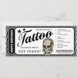 Ticket für das individuell anpassbare Tattoo-Gesch Einladung