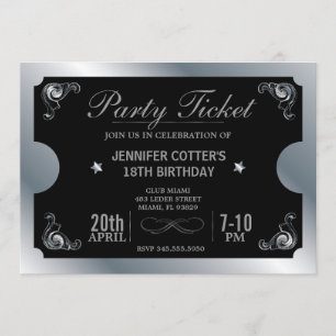 Ticket für das Silver Party Einladung
