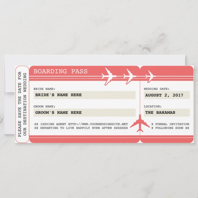 Ticket für den Boarding Save the Date (Vorderseite)