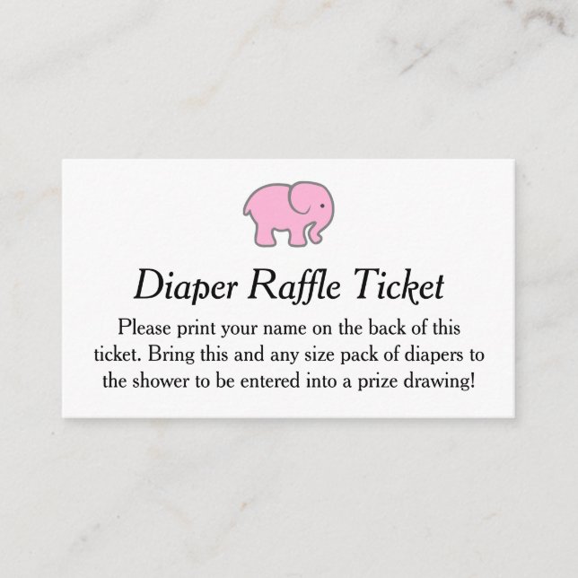 Ticket für den rosafarbenen Elephant Diaper Begleitkarte (Vorderseite)