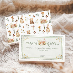 Ticket für Diaper-Raffle Wald und Salbeigrün Baby- Begleitkarte