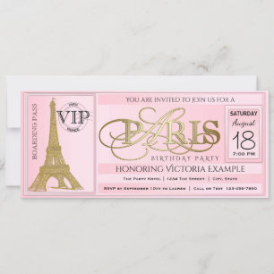 Ticket für PInk Paris Geburtstagsfeier Einladung