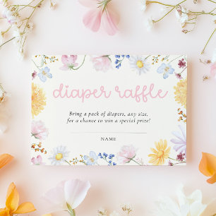 Ticket für Wildblumen-Baby-Party-Windel-Raffle Begleitkarte
