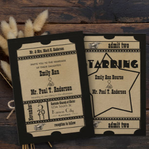 Ticket Old Hollywood Wedding Einladungen