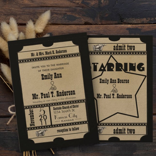 Ticket Old Hollywood Wedding Einladungen (Von Creator hochgeladen)