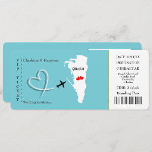 Ticket Pass Wedding Destination Gibraltar Einladung