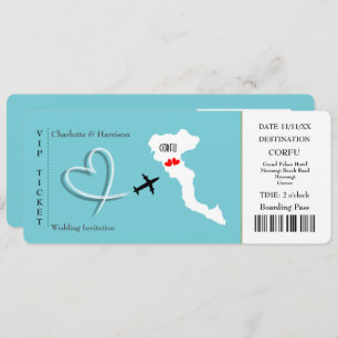 Ticket Pass Wedding Destination Korfu Einladung