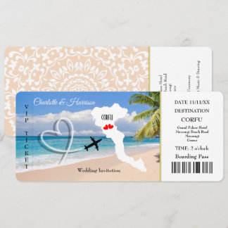 Ticket Pass Wedding Destination Korfu Einladung