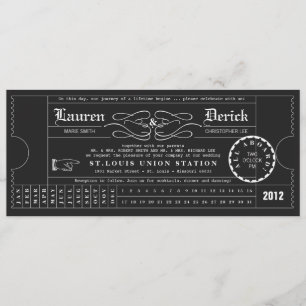 Ticket Punch Card Tee Einladung in Schwarz